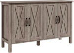 HOMCOM Dulap în Stil Rustic cu 2 Rafturi Reglabile pentru Depozitare, Dulap pentru TV cu 4 Uși, 120x37x75 cm, Gri | Aosom Romania (83A-052V81GY) Bufet