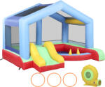 AIYAPLAY Castel Gonflabil pentru Copii cu Pompă Tobogan Trambulină Piscină cu Bile Joc de Cercuri Copertină | Aosom Romania (346-026V90MX) Castel gonflabil
