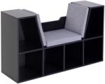 HOMCOM Bibliotecă cu Banc 2 în 1 Design Contemporan 6 Compartimente 3 Perne Incluse 102L x 30l x 61H cm Negru Gri | Aosom Romania (836-115V01BK) Biblioteca