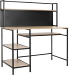HomCom Birou cu depozitare birou informatic cu 4 rafturi, blat mare și panou negru pentru sufragerie cameră 120L x 53l x 126Î cm, stejar și negru | Aosom Romania (836-400)