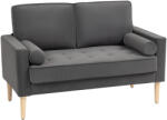 HOMCOM Canapea 2 locuri elegantă din catifea 127 cm cu perne groase, 2 perne și șezut captușit, gri | Aosom Romania (83B-369V00GY) Canapea