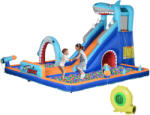 Outsunny Castelul Gonflabil cu Tobogan, Piscină, Perete de Cățărare, Tun de Apă, Parc Acvatic Gonflabil, 440x350x240 cm, Multicolor | Aosom Romania (346-006V90MX) Castel gonflabil