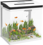 PawHut Acvariu de 28L cu Iluminare LED, Orificii de Ventilație și Pompă Silențioasă, 38x26x38 cm, Alb | Aosom Romania (D61-004V91WT)