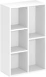 HOMCOM Bibliotecă raft de depozitare 2 nivele cu 5 compartimente, pentru living dormitor birou, 50x24x80cm, alb | Aosom Romania (836-597V00WT) Biblioteca