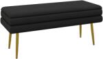 HOMCOM Bancă bancuță cutie de depozitare 2 în 1 cu șezut din catifea și picioare de oțel - 100 x 37, 5 x 42 cm, negru și auriu | Aosom Romania (838-438V01BK)
