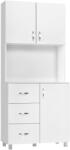 HOMCOM Bufet Modern din Lemn Alb cu 2 Dulapioare, Polite Reglabile, 1 Raft Deschis si 3 Sertare, 80x39, 5x183, 5cm | Aosom Romania (835-243) Bufet