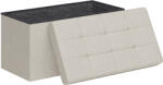 HOMCOM Banc de depozitare pouf de depozitare pliabil bout de lit repose-pieds cu capac capitonat 76L x 38l x 38H cm crem | Aosom Romania (838-468V00CW)