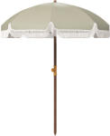 Outsunny Umbrelă de Plajă Portabilă cu Volane în Aer Liber cu Baldachin Ventilat, Geantă de Transport, Ø1.9x2.1 m, Alb-Crem | Aosom Romania (84D-299V00GN)
