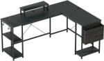 HomCom Birou de colț modular reversibil 168-240 cm stil industrial - raft reglabil, pungă de depozitare, suport pentru ecran | Aosom Romania (920-097V80BK)