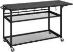 Outsunny Măsuță de grădină cărucior de grătar pe roți cu Blat Lateral Pliabil, Trei Rafturi, 133 x 48, 5 x 82 cm, Negru | Aosom Romania (846-239V00BK)