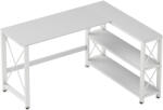 HomCom Birou de colț modular reversibil, birou cu depozitare, raft, cadru metalic, 135x110x75cm, alb | Aosom Romania (920-107V00WT)