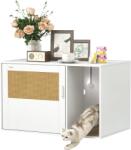 PawHut Casa de toaletă pentru pisici mobilier litieră pentru pisici saltea zgâriere ușă cu mâner stil boem 80 x 50 x 50 cm alb | Aosom Romania (D31-105V00WT)