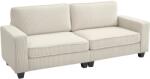 HOMCOM Canapea cu 3 Locuri cu Husă de Cord, Canapea de Sufragerie cu Arc de Înaltă Calitate, până la 400 kg, 227 x 84 x 87 cm, Crem | Aosom Romania (83B-241V01CW) Canapea