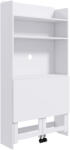 HomCom Birou cu Rafturi, Blat Pliabil, 2 Roți și 4 Rafturi, Birou Compact Modern cu Orificiu pentru Cabluri, Masă pentru Computer, Casă Birou Cameră de Studiu, 80x69x155 cm, Alb | Aosom Romania (836-556V80WT