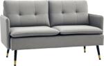 HOMCOM Canapea cu 2 Locuri din Material Textil cu Perne Capitonate, Canapea Modernă cu 2 Locuri cu Picioare din Oțel 139x68x80cm, Gri | Aosom Romania (839-622V00GY) Canapea