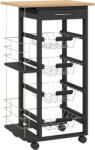 HOMCOM Carucior de Bucătărie cu Roți Carucior Multiusos cu Sertar 4 Coșuri Detașabile de Metal și Rafturi 47x37x83 cm Negru | Aosom Romania (801-121V81BK)