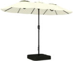Outsunny Umbrelă Dublă de Grădină 3x1.5 m, Umbrelă de Exterior cu Sac de Nisip, Anti UV 50+, Bej | Aosom Romania (84D-517V00BG)