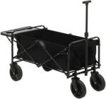 Outsunny Cărucior de Grădină Pliabil 4 Roți material textil detasabil mânecă telescopică Inclinație reglabilă Tavă Rabatabilă negru | Aosom Romania (845-852V00BK)