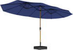 Outsunny Umbrelă Dublă de Grădină 4.7x2.8 m, Umbrelă de Exterior cu Manivelă, Bază Cruce, Saci de Nisip, Husă de Protecție, 12 Spițe, Anti-UV, pentru Terasă și Balcon, Albastru Închis | Aosom Romania (84D-506V