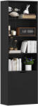 HOMCOM Bibliotecă Dulap pentru cărți cu 4 compartimente deschise și 2 uși pentru sufragerie și birou 59x29x180 cm Negru | Aosom Romania (836-483V80BK) Biblioteca