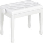 HOMCOM Banchetă de pian, banchetă pentru claviatură cu înălțime reglabilă din lemn masiv, șezut căptușit, 64 x 35 x 45-55 cm, alb | Aosom Romania (F12-015V00WT)