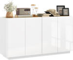 HOMCOM Bufet de Bucătărie cu Uși Amortizate și Rafturi Reglabile, pentru Sufragerie sau Living, 140x40x75 cm, Alb Lucios | Aosom Romania (83B-197V80WT) Bufet