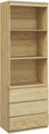 HOMCOM Bibliotecă Înaltă cu Depozitare, Dulap cu 3 Rafturi și 3 Sertare, Dulap de Afișare pentru Camera de Zi, 60x35x180 cm, Natural | Aosom Romania (836-564V00AK) Biblioteca