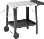 Outsunny Cărucior de bucătărie cu roți cărucior de servire cu cârlige, suport pentru role de hârtie și prosoape, oțel inoxidabil, 115 x 67, 5 x 80, 5 cm Negru | Aosom Romania (846-295V00BK)