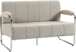 HOMCOM Canapea cu 2 Locuri Tapițată în Chenille cu Cusături Duble, Canapea Modernă cu Brațe și Picioare din Oțel, pentru Living, Birou și Dormitor, 120x73x76 cm, Bej | Aosom Romania (83B-447V00BG) Canapea