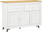 HOMCOM Bufet din lemn cu 2 sertare și 2 dulapuri, 117x35x80 cm, alb și culoare lemn | Aosom Romania (835-902V00WT) Bufet