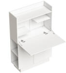 HomCom Birou pliant pentru calculator, birou pentru calculator cu blat rabatabil, rafturi și dulap, 80x30x128cm, alb | Aosom Romania (836-691V00WT)