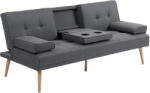HOMCOM Canapea Extensibilă cu 3 Locuri, 2 Cotiere Detașabile, Covoraș Antiderapant și Imitație In și Lemn, 181x77x72 cm, Gri Închis | Aosom Romania (833-663CG) Canapea