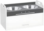 PawHut Bol pentru câini ridicat cu dulap de depozitare, 2 boluri cu inele antiderapante, 60 x 30 x 35, 5 cm, Alb | Aosom Romania (D08-089V00WT)