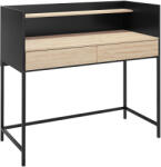 HomCom Birou cu 2 Sertare, Raft Superior și Mânere Ascunse, Birou Modern din Lemn și Oțel, 106x51, 5x102, 5 cm, Negru | Aosom Romania (836-560V00BK)