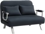 HOMCOM Canapea extensibilă, reglabilă în 5 poziții, aspect de catifea, cadru din oțel, include perne, negru | Aosom Romania (833-042V00BK) Canapea
