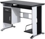 HomCom Birou pentru PC cu Raft pentru Tastatură, Sertar și Dulap, Birou Modern, 100x52x75 cm, Alb și Negru | Aosom Romania (920-019BK)