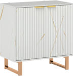 HOMCOM Bufet pentru living, mobilier de depozitare stil modern cu dulap cu 2 uși canelate, poliță reglabilă, picioare din metal, alb | Aosom Romania (83B-153V00WT) Bufet