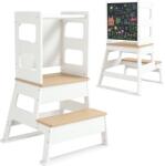 AIYAPLAY Turn de Învățare pentru Copii 3-6 Ani cu Tablă și Balustradă de Siguranță, 55x52, 5x87, 5 cm, Alb | Aosom Romania (315-002V80WT)
