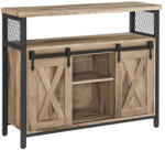 VASAGLE Komód Elhúzható Ajtókkal És Nyitott Polcokkal, Homokbarna 100x33x80 cm