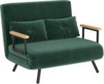 HOMCOM Canapea Pat de 2 Locuri cu Spătar Reglabil pe 5 Nivele, Canapea Pat Pliabilă cu 2 Perne, 102x73x81 cm, Verde | Aosom Romania (839-835V00GN) Canapea