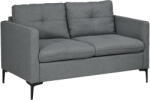 HOMCOM Canapea cu 2 locuri contemporană picioare metal negre țesătură aspect de in gri închis | Aosom Romania (839-901V01CG) Canapea