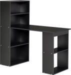 HomCom Birou Modern pentru Acasa cu Rafturi de Depozitare pe 6 Niveluri, Masa de Scris cu Raft pentru Carti, Negru HOMCOM | Aosom Romania (836-069BK)