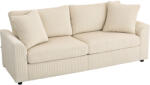 HOMCOM Canapea 3 Locuri din Catifea Reiată cu 2 Perne, 212x80x88 cm, Crem | Aosom Romania (83B-353V00CW) Canapea