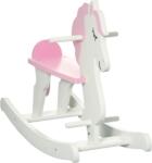 HomCom Căluț Balansoar pentru Copii de 1-3 Ani din Lemn cu Ghidon și Pedale Suport 50 kg 68x27x46, 5 cm Alb și Roz | Aosom Romania (330-157V00PK) Balansoar calut