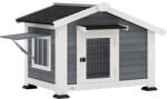 PawHut Cușcă pentru Câini Căsuță pentru Câini de Exterior din Lemn, 98x76x69.5cm | Aosom Romania (D02-258V90GY)