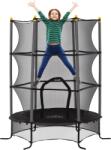 HomCom Trambulină pentru Copii 3-10 Ani cu Plasă de Siguranță, Suprafață Elastică cu Bare Capitonate, Ø163x190 cm, Negru | Aosom Romania (342-009V02BK)