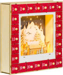 HOMCOM Calendar de Advent cu LED, decorațiuni de Crăciun din lemn, 24 sertare de umplut, decorațiune luminoasă, roșu | Aosom Romania (830-882V80RD)