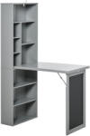 HomCom Birou Pliabil cu Bibliotecă, Tablă și Masă de Dining Rabatabilă, 98x51x153 cm, Gri închis | Aosom Romania (836-296CG)