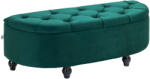 HOMCOM Pouf de Depozitare cu Capac 2 în 1 - Pouf Tapitat în Formă de Semicerc - Picioare Lemn hevea Negru acoperire Catifea verde | Aosom Romania (831-410V00DG)