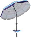 Outsunny Umbrelă de Plajă cu Măsuță și Suport pentru Pahare, din Metal și Poliester, Ø198x214 cm, Multicolor | Aosom Romania (84D-487V00MX)